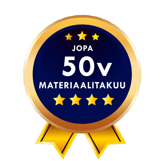 50 vuoden materiaalitakuu